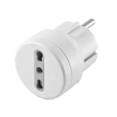 Electraline 71047 Adattatore Presa 10/16 A, Spina Schuko Adattato per i Viaggi in Germania, Spagna, Portogallo, Austria, Grecia, Turchia, Bianco, Confezione da 1