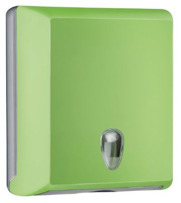 Mar Plast A70610EVE papieren handdoekdispenser, groen 'Soft Touch' / transparant, 300 x 105 x 290 mm