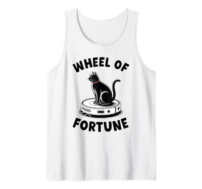 Wheel of Fortune Cat On Robot Vacuum Cleaner Cat Tank Top