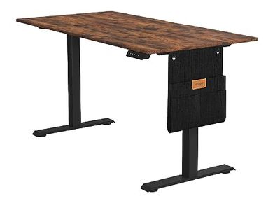 VASAGLE Escritorio Eléctrico de Altura Regulable, 60 x 120 x (72-120) cm, Ajuste Continuo, Función de Memoria con 4 Alturas, Marrón Rústico LSD172X01