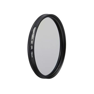 Amazon Basics - 72 mm Circular Polarizer Protection Filter for Deeper Colours, Glare and Reflection Reduction, Multi-Coated, Protects from Dust, Dirt and Scratches