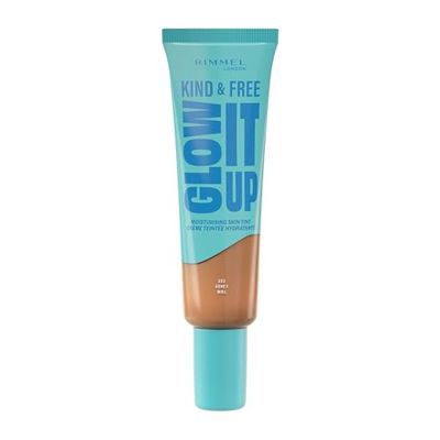 Rimmel London Kind & Free GLOW IT UP Fondotinta Idratante, 303, Honey, Lenisce la pelle sensibile, Colorito sano e luminoso, Idrata per tutto il giorno, 30 ml