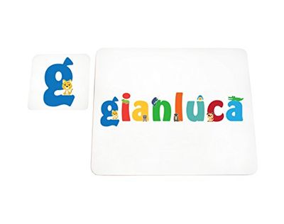 Little Helper LHV-GIANLUCA-COASTERANDPLACEMAT-15IT Dessous de verre et sets de table avec finition brillante, personnalisés pour garçons, nom Gianluca, multicolore, 21 x 30 x 2 cm
