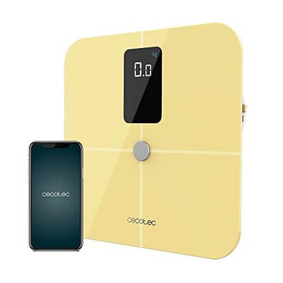 Cecotec Báscula de Baño inteligente Surface Precision 10400 Smart Healthy Vision Yellow. Medición de Bioimpedancia, App, 15 Parámetros