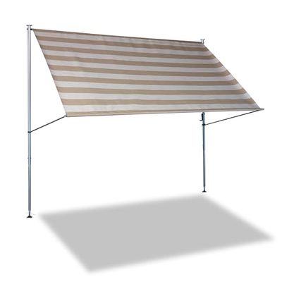 Angerer Freizeitmöbel GmbH Klemluifel Premium - luifel voor zonwering - montage zonder boren en pluggen - ideale balkonluifel voor huurwoningen (taupe gestreept, 400 cm)