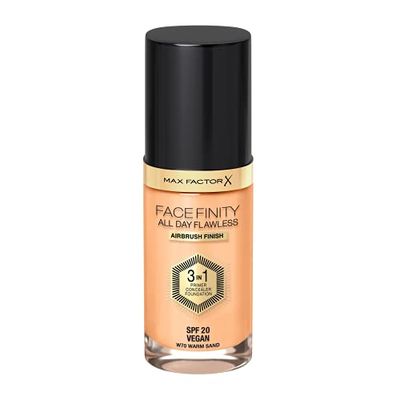 Max Factor Facefinity 3 em 1 All Day Flawless Air bursh& Vegan, base de maquilhagem, tom W70