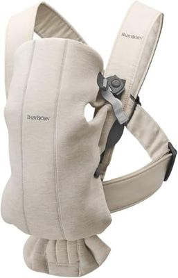 BabyBjörn Mochila Porta Bebé Mini, Jersey 3D, Beige claro