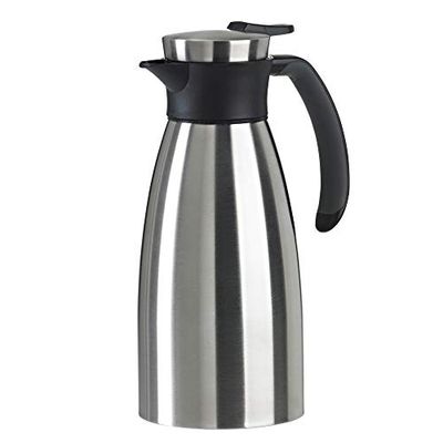 Emsa 508932 Vacuum Flask | 1 Litre | Quick Tip Closure, Soft Grip | Stainless Steel | Black