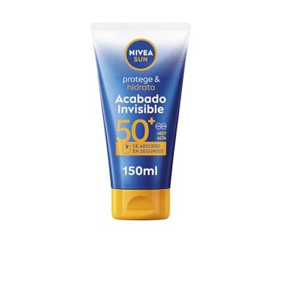 NIVEA SUN Protect & Idrata Finiture Invisibili SPF 50+ (150 ml), lozione solare dalla texture leggera, crema idratante con acido ialuronico, crema protettiva impermeabile