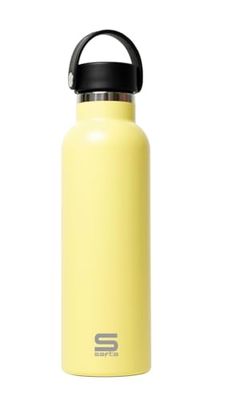 SAFTA cytryna termos, butelka na wodę, stal nierdzewna, podwójna izolacja, gorący napój 12 h i zimny napój, 7,3 x 25 cm, 600 ml, Cytryna, M, Casual