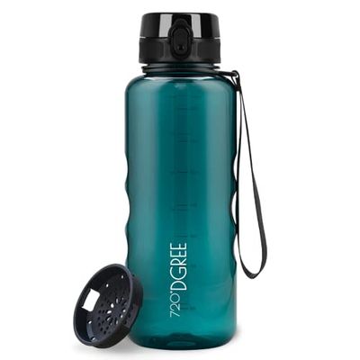 720°DGREE Water Bottle 1.5 Liter "uberBottle" +Fruit-Sieve, crystalClear - Waterfles BPA-Free, Lekvrij, Herbruikbaar - Grote XL Drinkfles Sportfles voor Gym, Fitness-Studio, Camping, Outdoor, Travel
