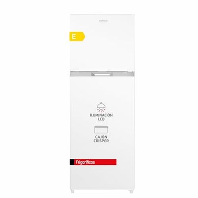 Corbero - Frigorífico 2 Puertas 334L | CF2PH17024NFW | No Frost | Luz LED | Crisper y Fresh Box | Balcones Ajustables | Estantes de Cristal | Huevera | 41 Db | Eficiencia Energética E, Blanco