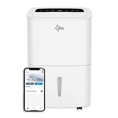 SUNTEC DryFix 50 select APP ontvochtiger - Voor ruimtes tot 180 m2 of 450 m3 - Ontvochtiger met App bediening - Smart Home kamerontvochtiger met 50 l/dag ontvochtiging - Stille mobiele wasdroging.