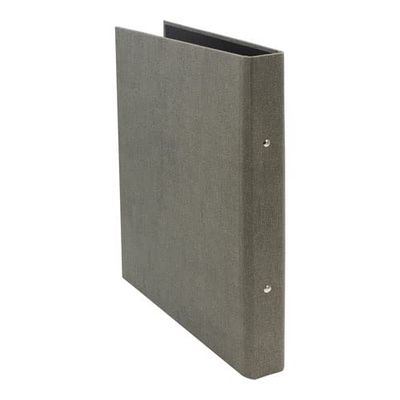 Bigso Box of Sweden Raccoglitore ad anelli – Organizzatore per documenti in fibra di legno e lino – Grigio, 25 x 4.8 x 31.5 cm