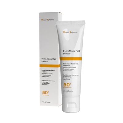 Thader Pharma Protector solar mineral corporal pediátrico Derma Mineral Fluid con protección 50+, 100 ml