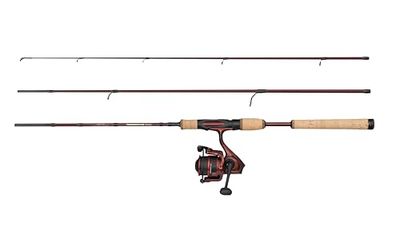 Abu Garcia Tormentor2 Travel Spinning Combo, canna e mulinello per la pesca d'acqua dolce, peso leggero e versatilità, rosso, canna moderatamente veloce da 2,74 m, mulinello taglia 3000