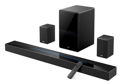 TCL Barra de Sonido Q85H 7.1.4ch tecnología RayDanz Dolby Atmos & DTS:X con subwoofer inalámbrico y Altavoces Traseros compatibles con HDMI 2.1 y BT 5.3