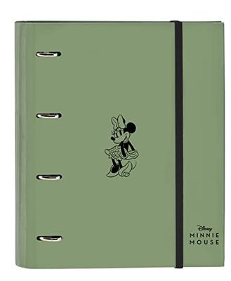 MINNIE MOUSE Mint Shadow Classeur 4 anneaux de 35 cm avec 100 feuilles A4, idéal pour les enfants de différents âges, confortable et polyvalent, qualité et résistance, 27 x 3,5 x 32 cm, Vert militaire