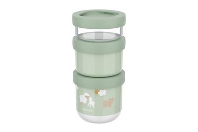 Mepal Snackbox Stack 3 Pieces Mio Little Dutch, Stack as Many as You Need, Microwave and Freezer Safe, Leakproof, 100 and 175 and 275 ml, Little Farm
