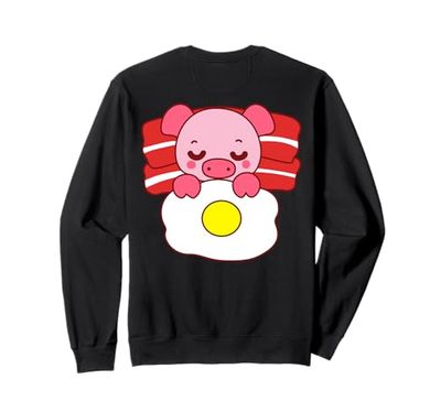Simpatico maialino che dorme su pancetta cuscino e coperta a forma di uovo sul retro Felpa