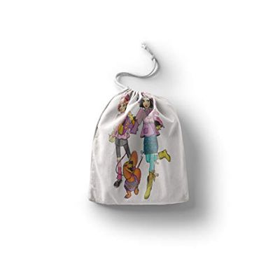 Bonamaison Impreso Algodón Bolsas con Cordón, Bolsa con Cordel para el Hogar y el Almacenamiento de Verduras, Bolso de Compras, Plegable, Ecologica, Reutilizables, Tamaño: 30x40 Cm