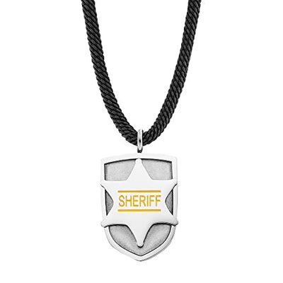 Collier Herzengel pour garçon et enfant en acier inoxydable, polyester recyclé et pendentif en émail - Fermoir mousqueton - Longueur réglable - Sans nickel, 40 cm, Acier inoxydable Polyester, Pas de