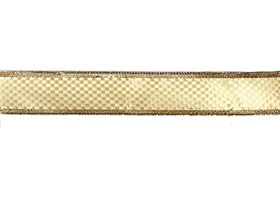 Decoratief lint met gouden ruiten 4 cm x 10 m.