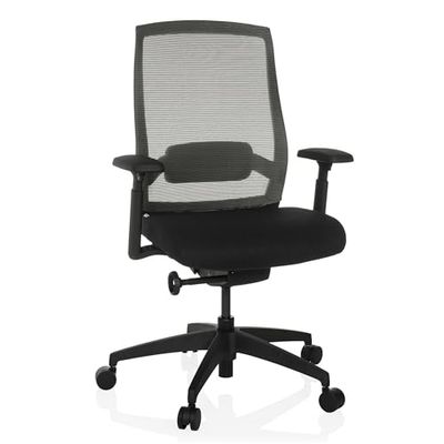 hjh OFFICE Silla de Oficina ergonómica Colore Silla giratoria Profesional, Profundidad del Asiento y Soporte Lumbar Ajustables, Respaldo Transpirable, Negro