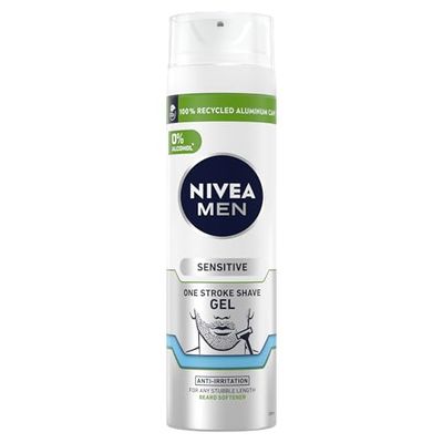 NIVEA MEN Sensitive One Stroke 0% Alcohol Shaving Gel 200ml