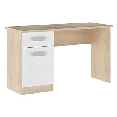 Shiito | Modelo Chelsea - Mesa de Estudio con 2 Cajones | Natural y Blanco Veteado - 70.8 x 120 x 49.8 cm | Escritorio Sencillo y Moderno