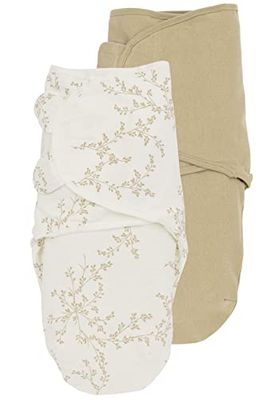 MEYCO Baby Branches/Uni Pucksack 2-Pack, Premier équipement pour bébé (Puck Cloth pour bébés de 0 à 3 Mois, Confort de Sommeil Doux, Respirant et Absorbant l'humidité, Aide au Sommeil), Sable