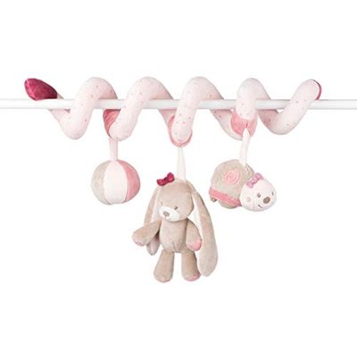 Nattou Espiral de jogos com figuras pendentes, Nina, Jade e Lili, 40 x 24 x 11 cm, rosa/bege