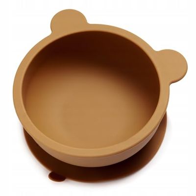 kidnort Silicone Suction Cup Children's Bowl Round (Retter Brun)
