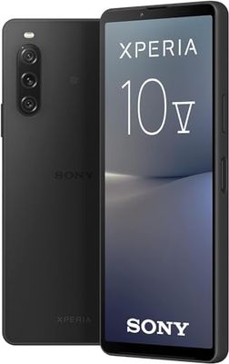 Sony Xperia 10 V Black - 6.1 Inch 21:9 Wide OLED - Triple lens - Lightweight & Compact - 3.5 mm audio jack - Android 13 - SIM free - 6GB RAM - 128GB Storage - IP65/68 rating - Dual SIM hybrid *1