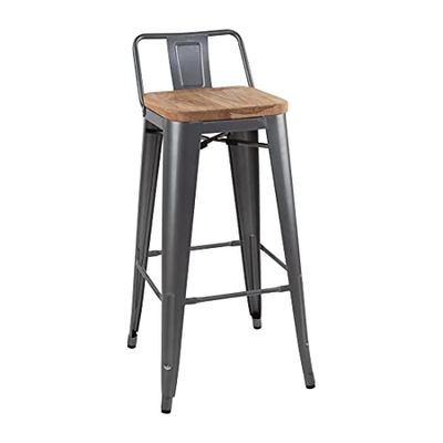 Bolero Bistro Barstol med träsits grå (4 stycken)