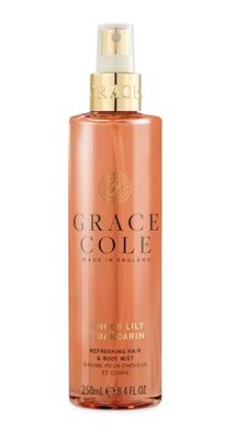 Grace Cole Body Spray 250ml - Ginger Lily & Mandarin Fragrance - Womens Hair & Body Mist - Refreshing, Moisturising Spray With Essential Oils - Vegan - Made In England
