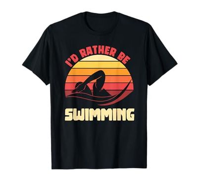 Nuotatore Retro Sport Acquatico Divertente Nuoto Nuotare Maglietta