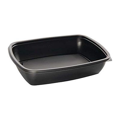 Fastpac DE763 - Contenedores de alimentos rectangulares medianos, capacidad de 900 ml, 48 mm x 168 mm x 230 mm, color negro, paquete de 300