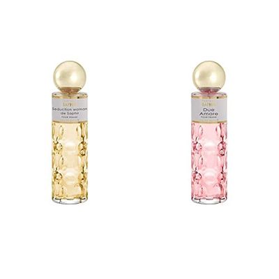 PARFUMS SAPHIR Seduction Woman - Eau de Parfum con vaporizador para Mujer - 200 ml & Due Amore - Eau de Parfum con vaporizador para Mujer - 200 ml