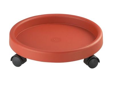 Dörner + Hjälm, växtrulle, rund, 34 cm diameter, 35 kg lastkraft, styrhjul, för inomhus och utomhus, brun