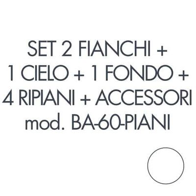 Juego de 2 laterales + 1 cielo + 1 fondo + 4 estantes + accesorios para armario técnico