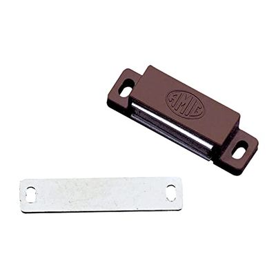 Amig - Pacote de 2 golfinhos magnéticos Mod.10 acabamentos em castanho - fecho oculto para portas de armários e móveis de casa ou escritório - Medidas: 56 x 15 mm - Parafusos de fixação incluídos