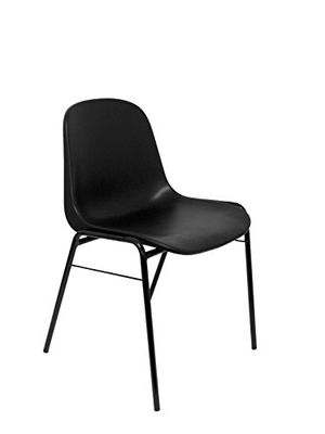 Chaise confidentielle Ergonomique, empilable et avec Structure Noire, Assise et Dossier en PVC de Couleur Noire Piqueras ET Crespo modèle Alborea