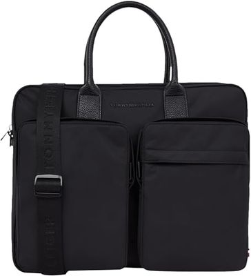 Tommy Hilfiger Maletín para Portátil Hombre Repreve Computer Bag con Correa para Hombro, Negro (Black), Talla única