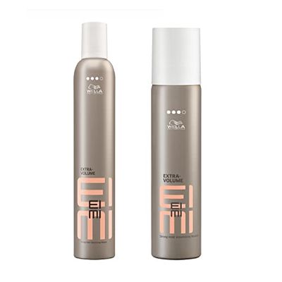 Wella Professionals EIMI Extra Volume Hair Mousse Large + Travel Size Duo Bundle, 500ml + 75ml