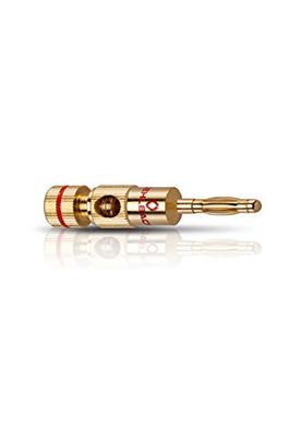 Oehlbach Banana B2 - banaanstekker voor kabels tot 10 mm² - verguld, zijgeleiding, rood/zwart markering - 4 stuks - goud