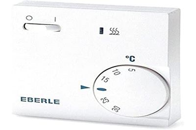 EBERLE 1482049 111110451100 Eberle RTR - E 6202 Room Temperature Controller with Power Switch On/Off and LED Heating, Pure White
