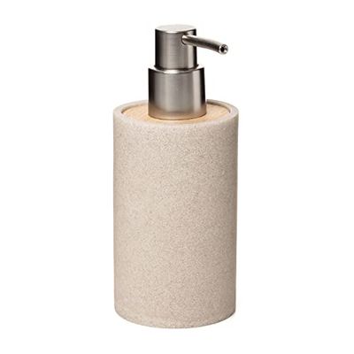 TATAY Dosificador de Jabón BORA, de Poliresina, Libre de BPA, Color Beige, Medidas 9 x 7.3 x 17 cm