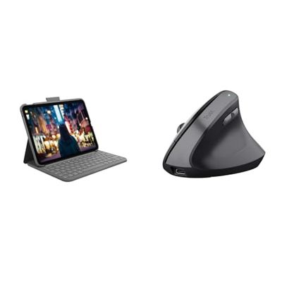 Logitech Slim Folio Keyboard & Trust Yuno Wireless Ergonomic Mouse