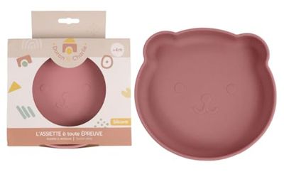 DORON & CHARLIE - sopptallrik - barnmåltid - 056720 - rosa - silikon - sugkopp - kompatibel med mikrovågsugn - tvättmaskin - lätt att rengöra - babytallrik - från 6 månader